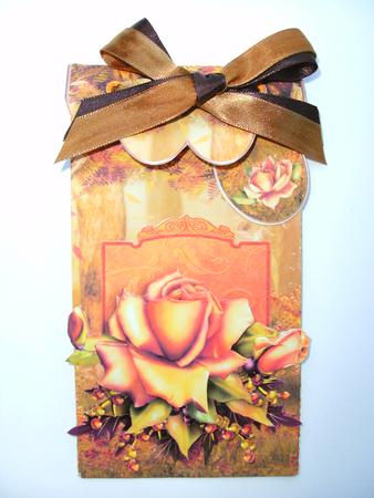 Autumn Roses, Gift Envelope with 3 Choices of Decoupage by Christine Sutton