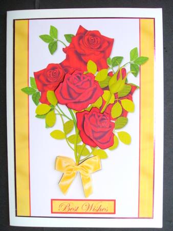 Red Roses Decoupage Quick Card Front by Christine Sutton