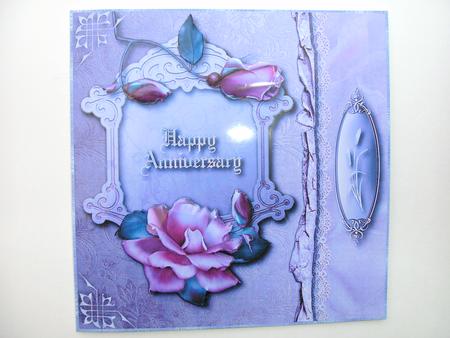 Purple Anniversary Card Front by Christine Sutton