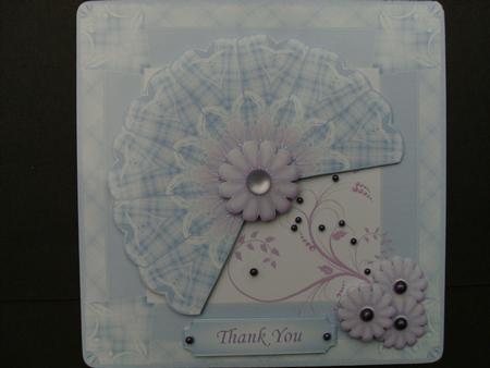 5 Inch Square Card Front with Fan and Flowers by Christine Sutton