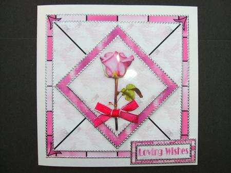 Sweetheart Rose on Stained Glass Square Card Front by Christine Sutton