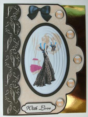 Art Deco Mirror Image Scallop Edge Card Front by Christine Sutton