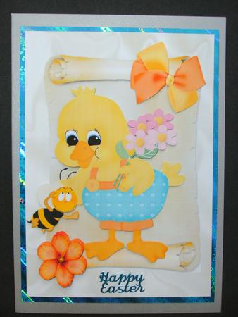 Little Easter Chick with Bumble Bee, on a Scroll by Christine Sutton