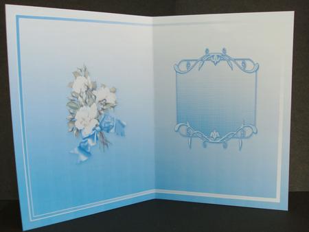 White Roses on a Blue Embossed Mat Matching A5 Insert by Christine Sutton