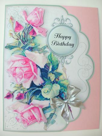 Dew Drop Roses - Scalloped Edge Card by Christine Sutton