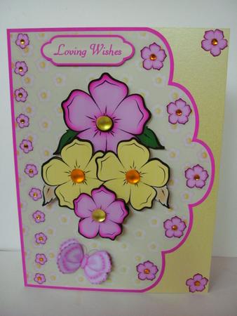 Blooming Blossoms 3 Scallop Edge Card Front by Christine Sutton