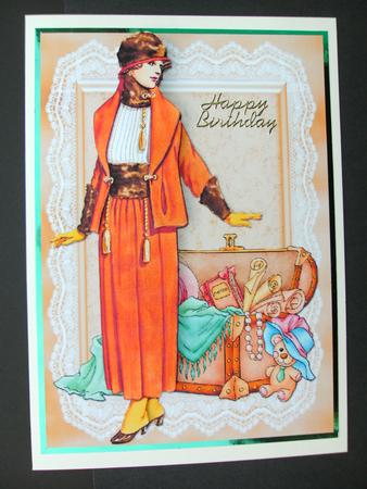 Looking Back~a Lady with Her Memory Trunk Decoupage by Christine Sutton