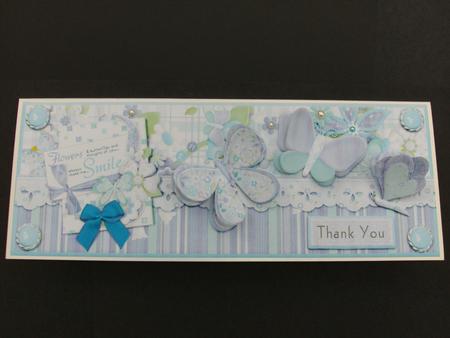 Flowers & Butterflies Make Me Smile Thank You Dl Card Front by Christine Sutton