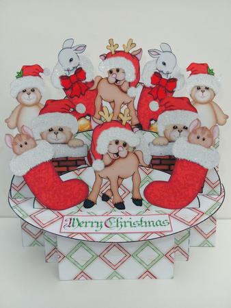 Santa Hats and Stockings 3D Shelf Card Kit by Christine Sutton
