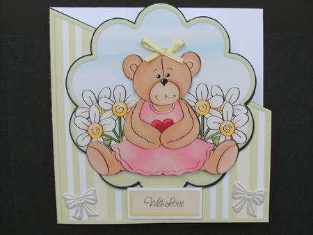 Flower Bear Scalloped Folded Card by Christine Sutton