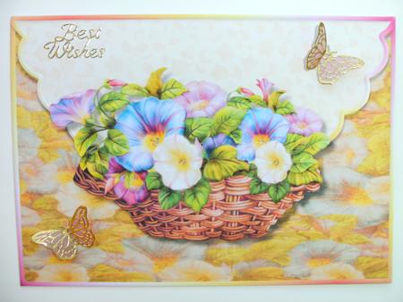 Basket of Pansies Scalloped Edge Envelope Card by Christine Sutton