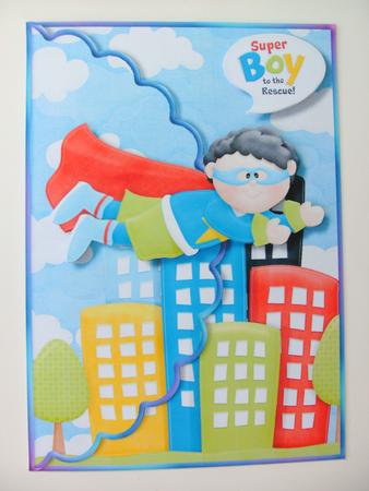 Superboy to the Rescue Scalloped Edge Envelope Card by Christine Sutton