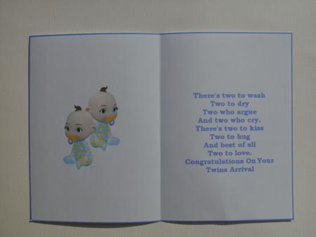 Baby Twins Cardmaking Insert by Christine Sutton