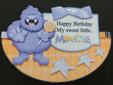 Sweet Little Monster No Hole Over the Edge Wobble Card by Christine Sutton