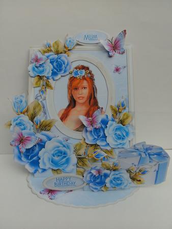 Giant Easel Tableau 3D Card Kit - Lady of the Blue Rose by Christine Sutton