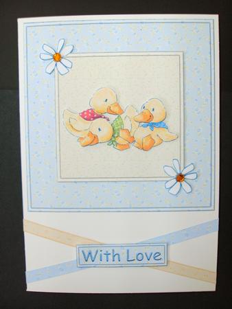 Family of Ducks 6x6 Square Card Front with Decoupage by Christine Sutton