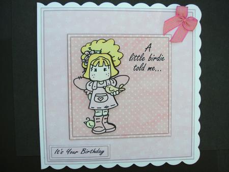 A Little Birdie Told Me 6x6 Square Card Front with Decoupage by Christine Sutton