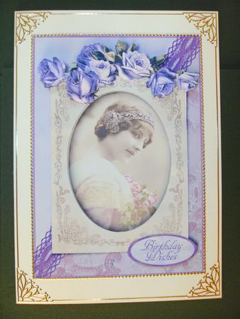 Vintage Beauty No 2 Marie - 5x7 Card Front with Decoupage by Christine Sutton