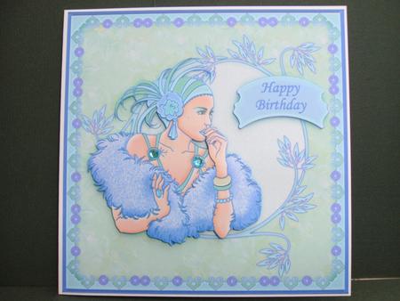 Art Deco Lady Decoupage in Jade and Lilac by Christine Sutton