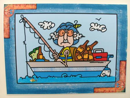 Gus - Fishing and Drinking Beer by Christine Sutton