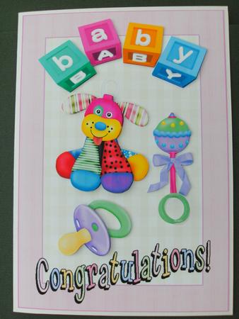 New Baby Decoupage Card Front by Christine Sutton