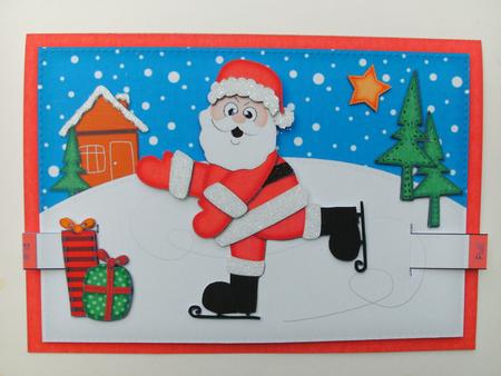 3D Skating Santa Animated Moveable Decoupage Card Kit by Christine Sutton