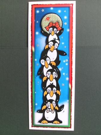 Penguins Large Dl Card by Christine Sutton