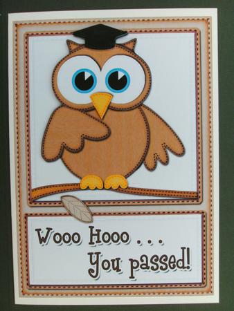 A5 Wise Owl Exam Congrats Felties Quick Card 3D Decoupage by Christine Sutton