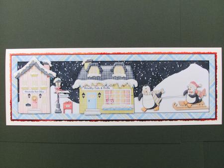 Nitville Sleighing Penguins Large Dl Card by Christine Sutton