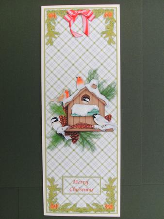 Christmas Bird House - Large Dl Card by Christine Sutton