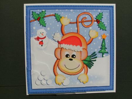 Xmas Chunky Monkey Wavy Corner Side Stacker Topper by Christine Sutton