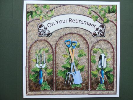 8 x 8 Gardening Retirement Scalloped Corner Topper by Christine Sutton