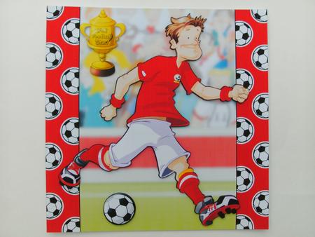 Football Dude Red and White 8x8 Quick Card by Christine Sutton