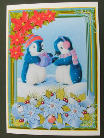 Penguin Surprise Quick Card Front by Christine Sutton