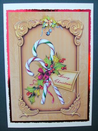 Classical Christmas Candycanes A4 Card Front by Christine Sutton