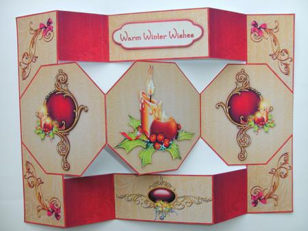 Christmas Candles - Octagon Tri-fold Quick Card by Christine Sutton