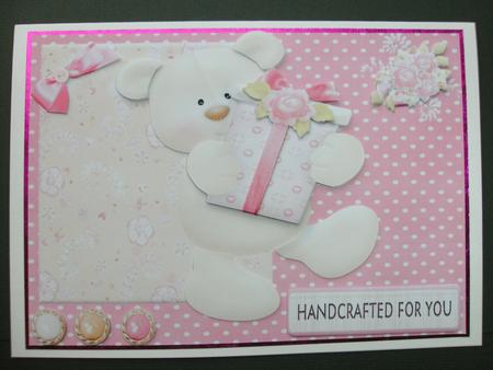 Handcrafted for You Bear with Decoupage by Christine Sutton