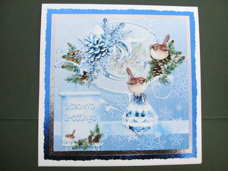 Wrens and Frosted Pine Cones by Christine Sutton