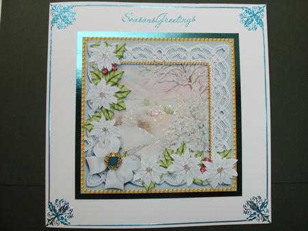 Snow Scene White Poinsettia Step by Step Decoupage Sheet by Christine Sutton