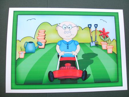 A4 Bert Does the Gardening Card Topper by Christine Sutton