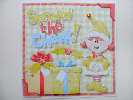 Santa's Little Helper Spreading the Cheer 8x8 Card Front by Christine Sutton