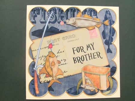 Black Fishing for My Brother 8in Decoupage Step by Step by Christine Sutton
