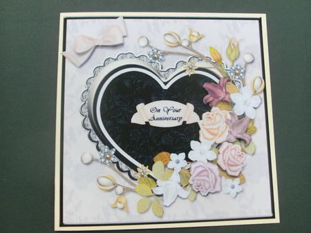 Floral Spray with Heart Frame Card Front by Christine Sutton