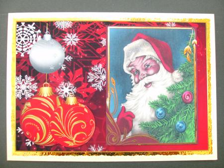 Christmas Vintage Santa and Baubles by Christine Sutton