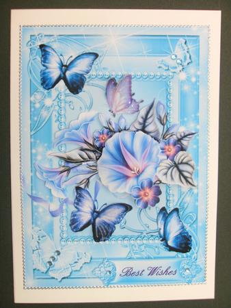 Morning Glory in a Blue Sparkle Frame Card Front by Christine Sutton