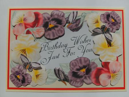 Pansy and Butterfly Birthday Quick Card by Christine Sutton