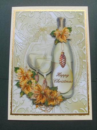 Golden Poinsettia and Bottle Card Front by Christine Sutton