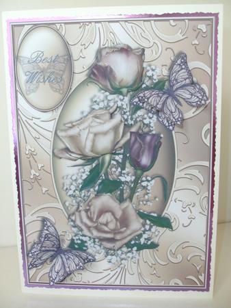 Roses and Baby Breath in Gorgeous Shimmering Frame by Christine Sutton