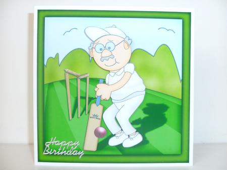 Bert Plays Cricket Quick Card N 3D Decoupage by Christine Sutton