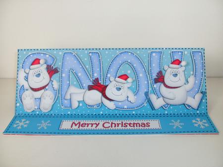 Large Dl Christmas Snow Bears Easel Card Kit by Christine Sutton